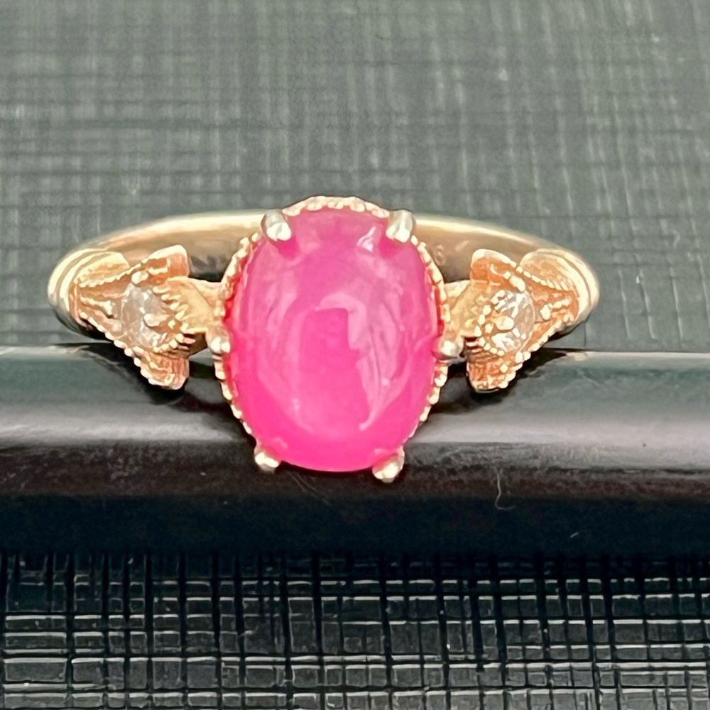 2.5ct Star Ruby Moissanite Diamond 14KGP Ring